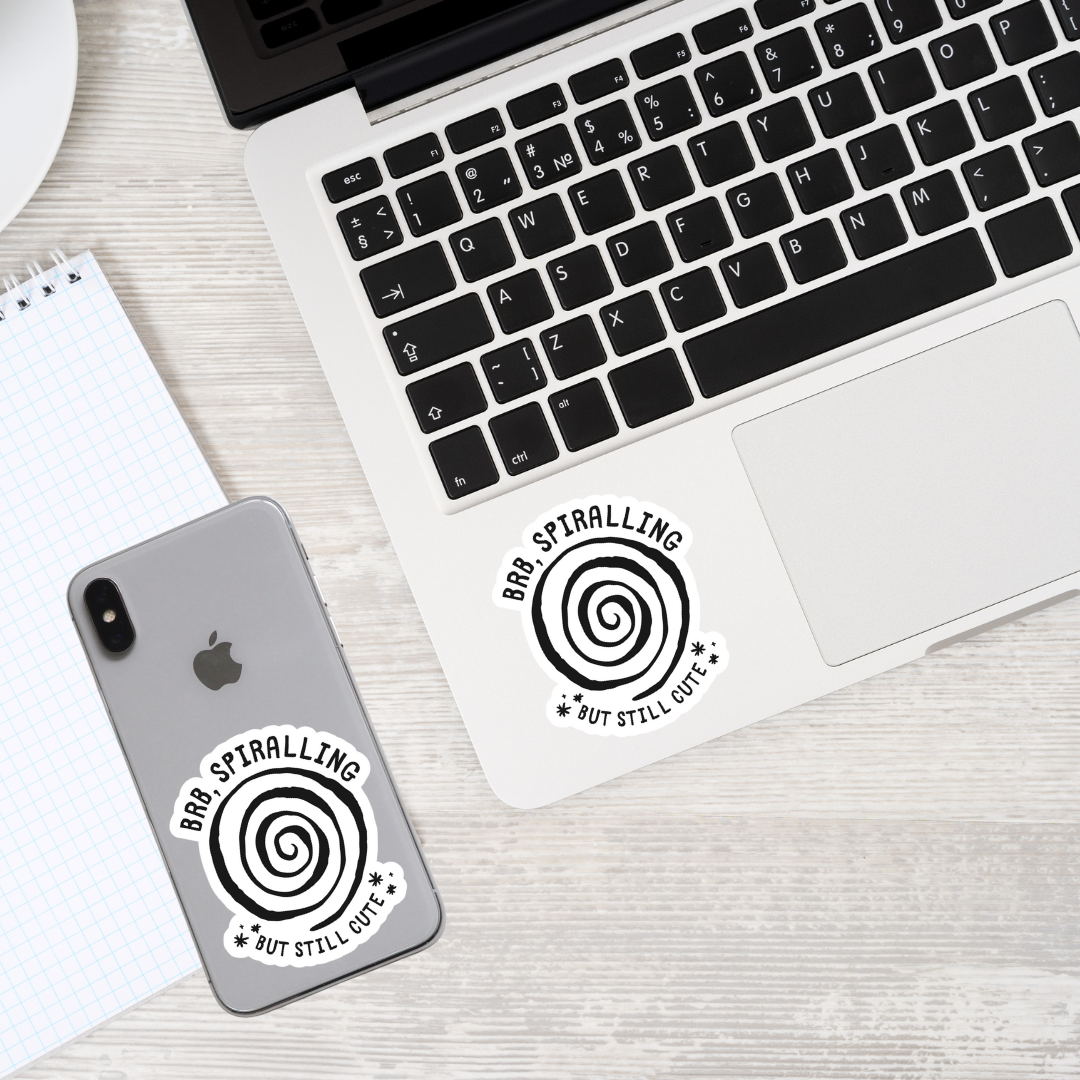brb spiralling (but still cute) – Sticker