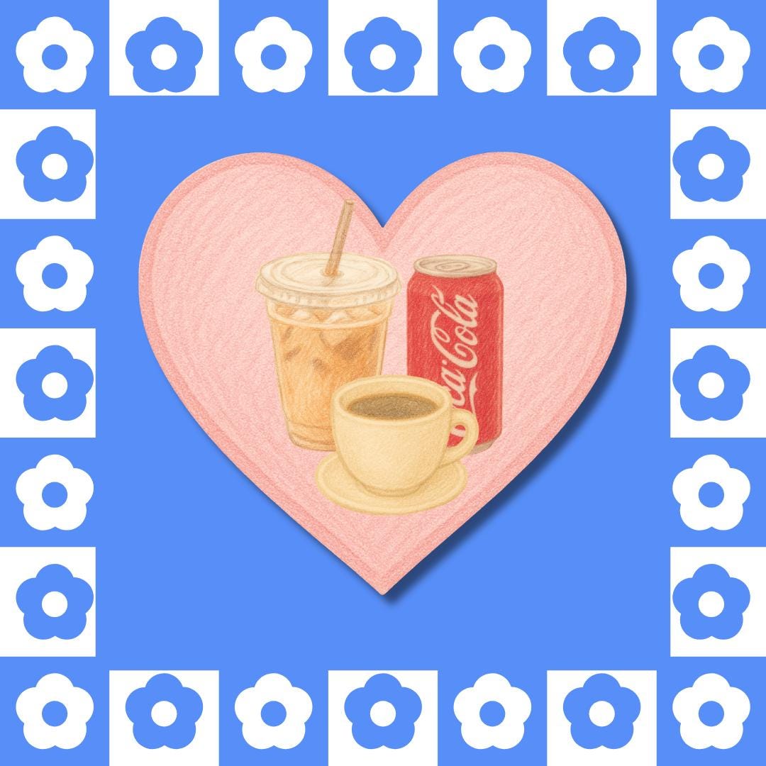Caffeine Drink Heart Sticker - Coffee Lover, Coke Girlie, Iced Latte