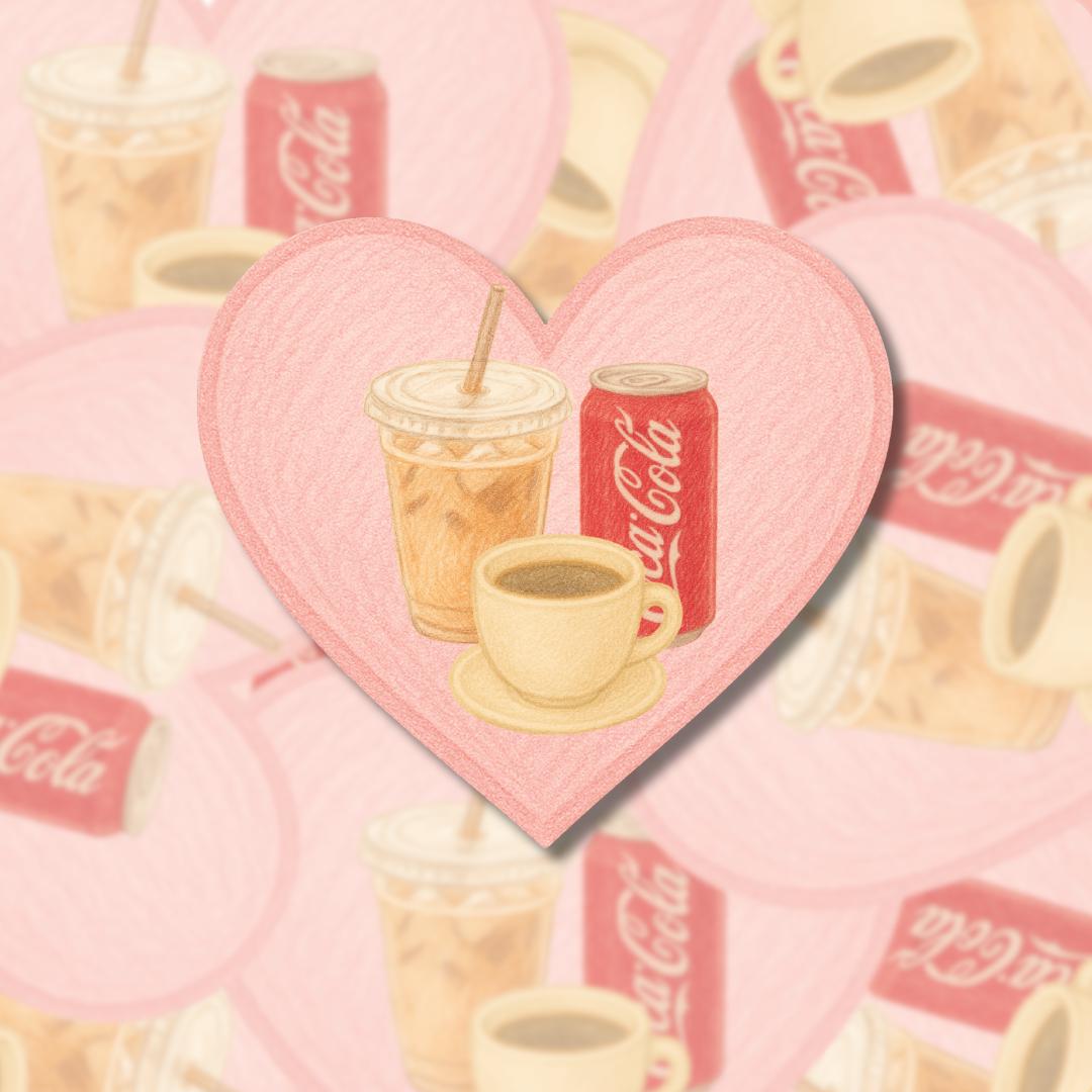 Caffeine Drink Heart Sticker - Coffee Lover, Coke Girlie, Iced Latte