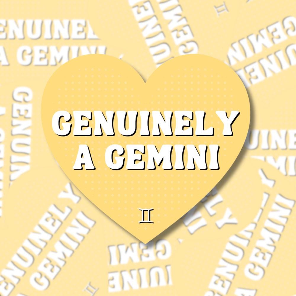 Genuinely a Gemini Sticker - Zodiac Horoscope Astrology Air Sign Decal