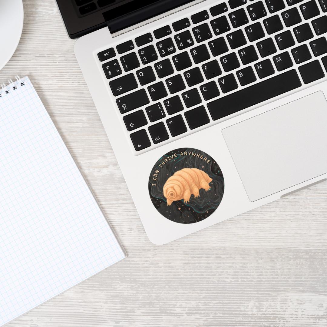 I Can Thrive Anywhere Tardigrade Vinyl Sticker - Science Galaxy, Water Bear Space Decal