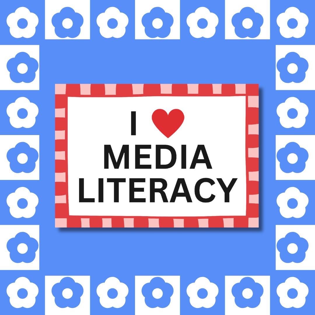 I Love Media Literacy Sticker - Funny Political Decal, Teacher Gift, Laptop Sticker