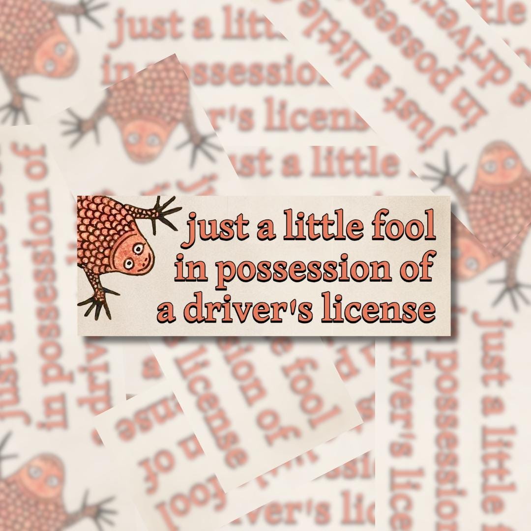 Just a Little Fool Bumper Sticker – Medieval Manuscript Car Decal