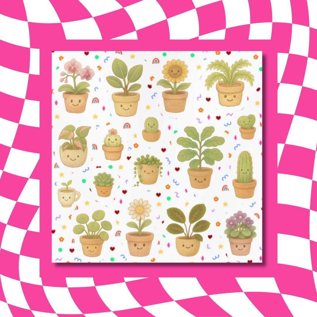 Kawaii Plant Sticker Sheet – Waterproof Vinyl Bujo Stickers
