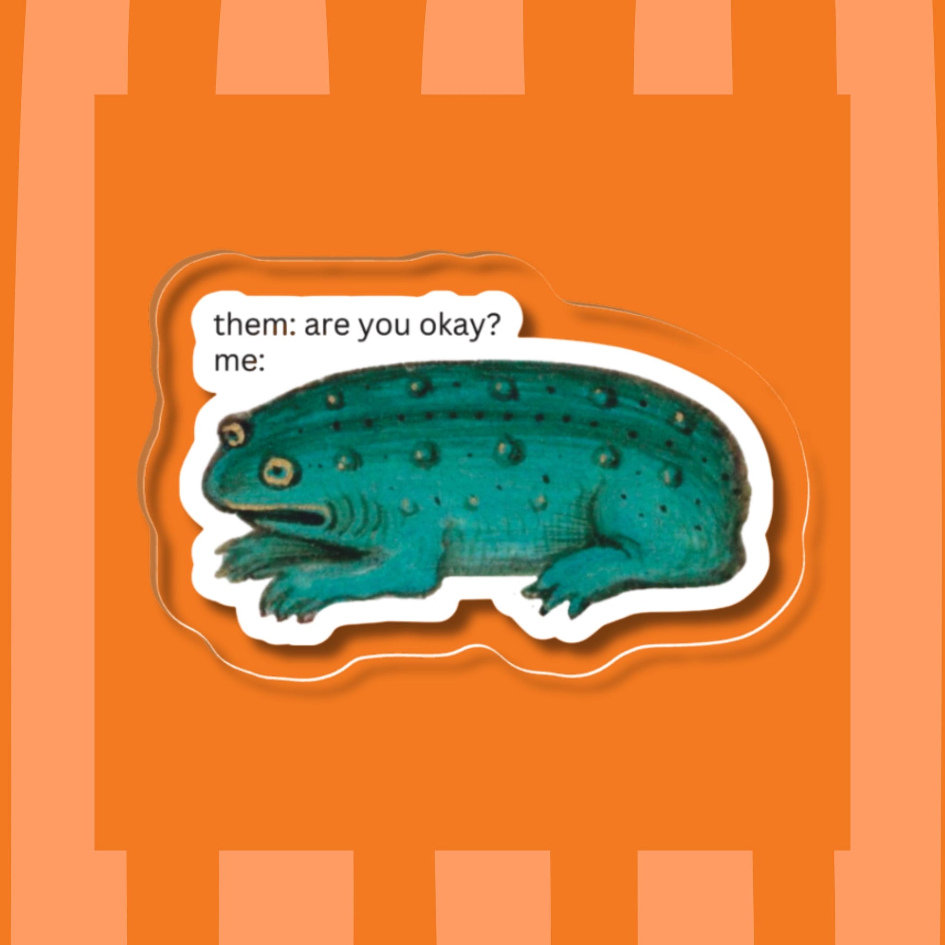 Okay Frog Meme Acrylic Pin - Frogcore, Medieval Creature, Chronically Online Humor