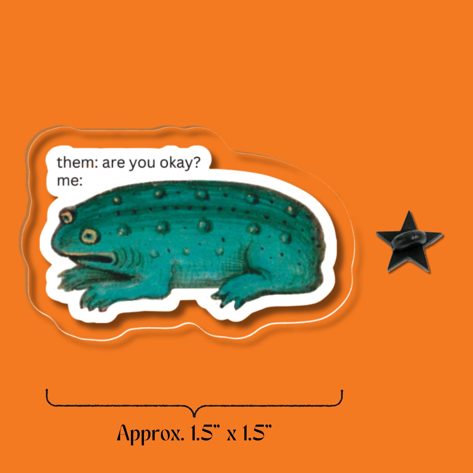 Okay Frog Meme Acrylic Pin - Frogcore, Medieval Creature, Chronically Online Humor